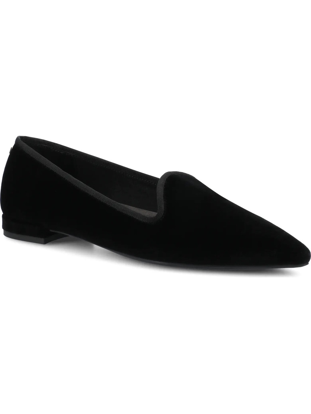 Birdies Black Velvet Pointed Toe Loafers